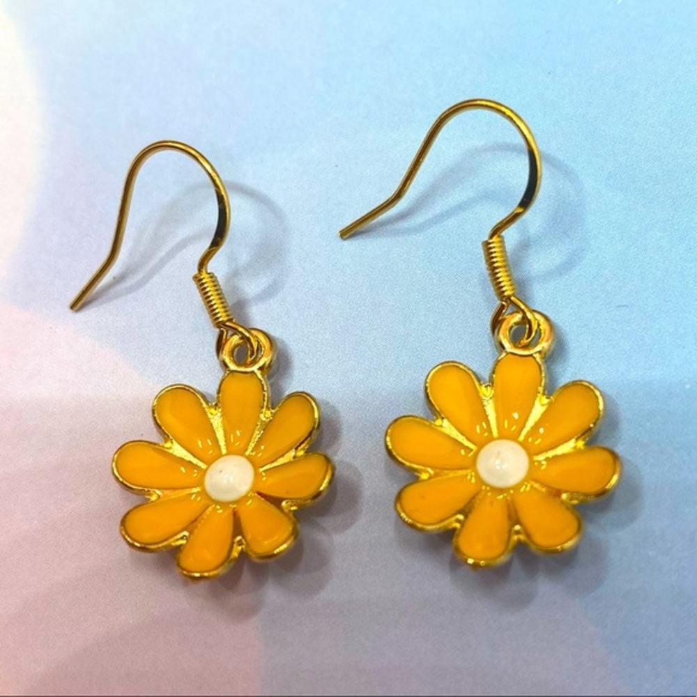 3 for 25$+10%off bundle / 925 silver post stamped flower enamel Earrings - Picture 3 of 3